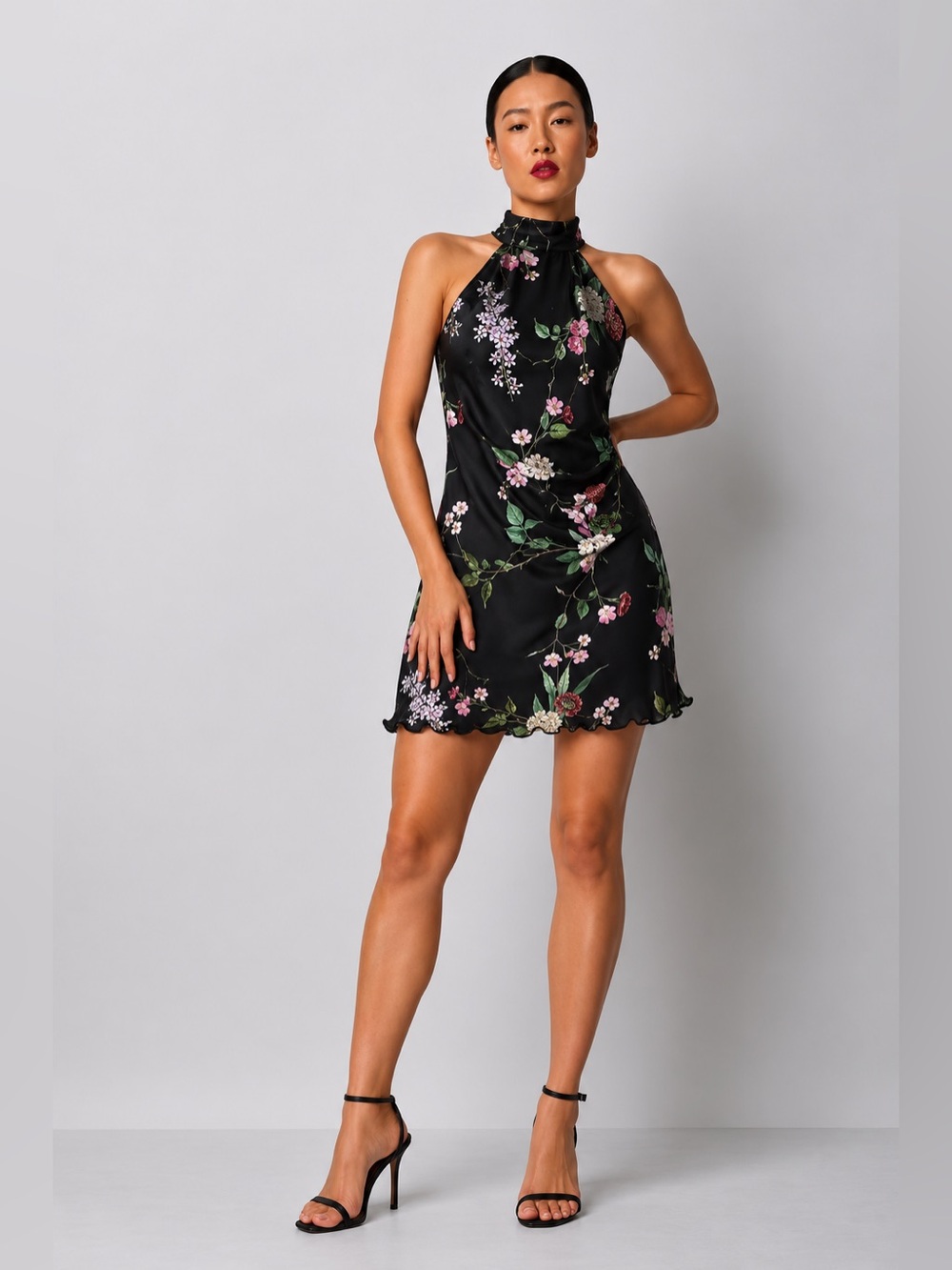Nuna Lie Floral Halter Mini Dress | Scollo all’Americana | Made in Italy | XXS